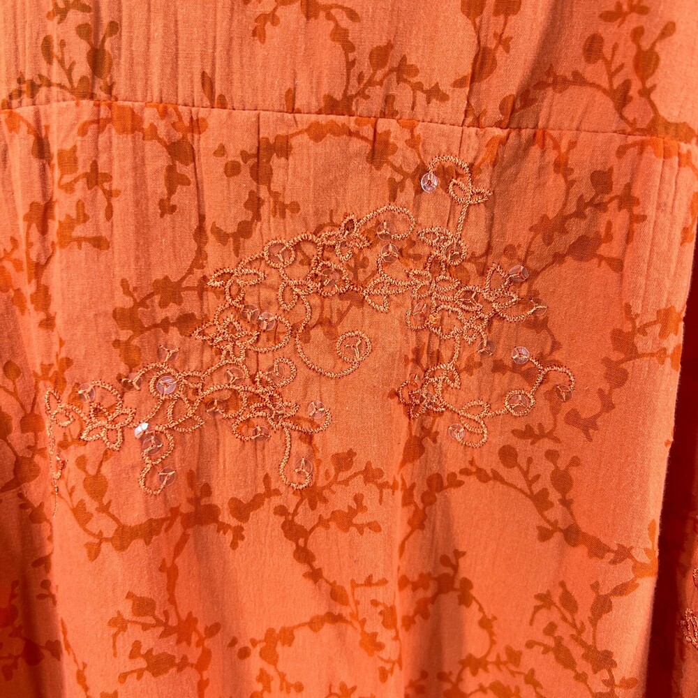 Liz and Me Catherines Shirt Women 2X 22W 24W Orange Shadow Floral Shimmer Boxy - Picture 4 of 12